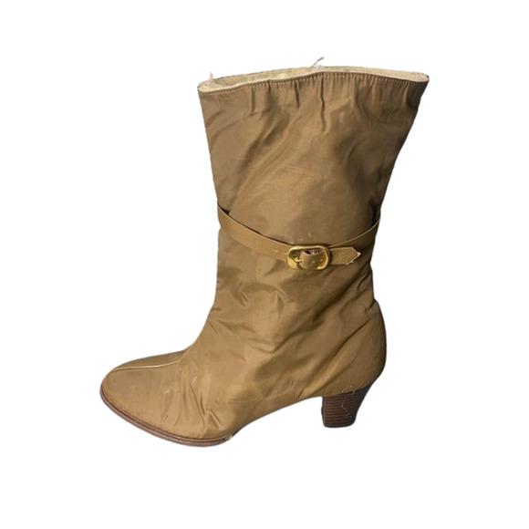 Vintage Style Womens Mid-Calf Heeled Boots Size 6.5M With Buckle - Picture 7 of 8